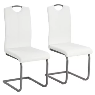 vidaXL Krzesła do jadalni, 2 szt., sztuczna skóra, 43x55x100 cm, białe - Krzesła - miniaturka - grafika 1