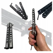 Nożyki biurowe - NÓŻ MOTYLKOWY BUTTERFLY KNIFE TRENINGOWY CZARNY - miniaturka - grafika 1