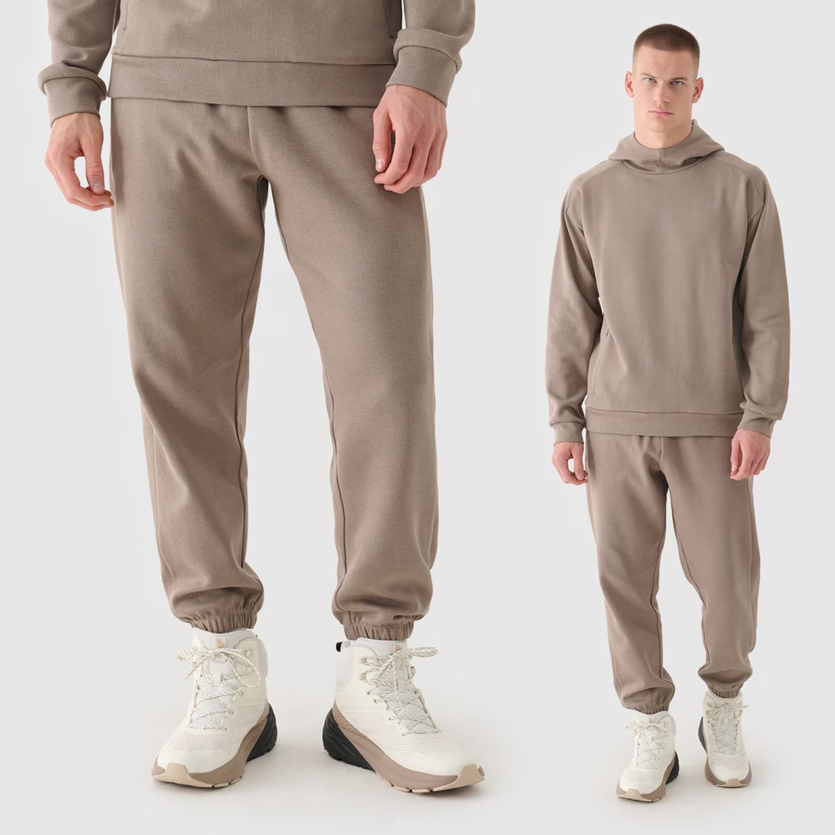 Spodnie Męskie 4F Joggery Sportowe Dresy Jasny Brąz 4FRAW24TTROM1348 XL Brązowy