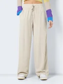 Spodnie damskie - Noisy May Spodnie dzianinowe Leilani 27026323 Beżowy Regular Fit - miniaturka - grafika 1