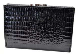 Portfel Damski Skórzany GREGORIO 12 cm Klamra Skóra Naturalna Lakierowana GF-117 CZARNY RFID 12 x 8.5 x 2.5 [cm] - Portfele - miniaturka - grafika 3