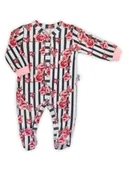 Pajacyki dla niemowląt - Niemowlęcy pajac z długim rękawem w kwiaty biały Nicol,r.68 - miniaturka - grafika 1