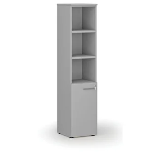 Szafa biurowa kombinowana PRIMO GRAY, drzwi na 2 poziomach, 1781 x 400 x 420 mm, szary - Szafy biurowe - miniaturka - grafika 1
