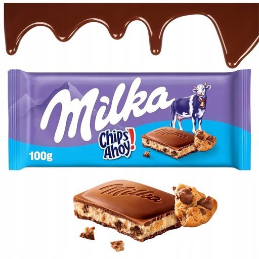 Milka Czekolada Mleczna Chips Ahoy Z Kawałkami Ciastek I Czekolady 100g