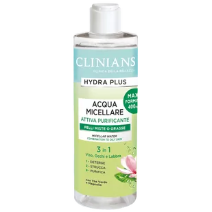 Clinians Hydra Plus - płyn micelarna do twarzy z zielonej herbaty i magnolii (400 ml) - Kremy do twarzy - miniaturka - grafika 1