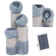 Fontanny ogrodowe - Fontanna kaskada ogrodowa solarna z oświetleniem LED 3 naczynia na kolumnach 2 W - miniaturka - grafika 1