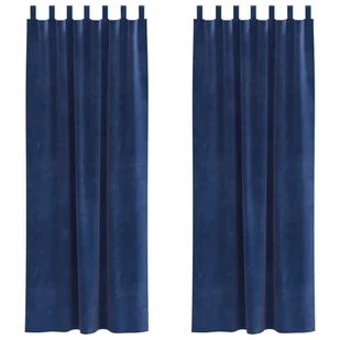 Zasłony vidaXL Granatowy Poliester 140 x 225 cm Wstawki dekoracyjne - Zasłony - miniaturka - grafika 1