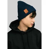 Czapki męskie - Czapka zimowa z bawełny organicznej granatowa - miniaturka - grafika 1