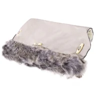 Akcesoria do wózków - Mufka do wózka, wodoodporna rękawica z futerkiem beżowa SB0027H - miniaturka - grafika 1