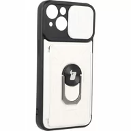 Etui i futerały do telefonów - Bizon Etui Case CamShield Card Slot Ring do iPhone 14 białe - miniaturka - grafika 1