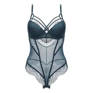 Body - Body bieliźniane z koronką i paseczkami - miniaturka - grafika 1