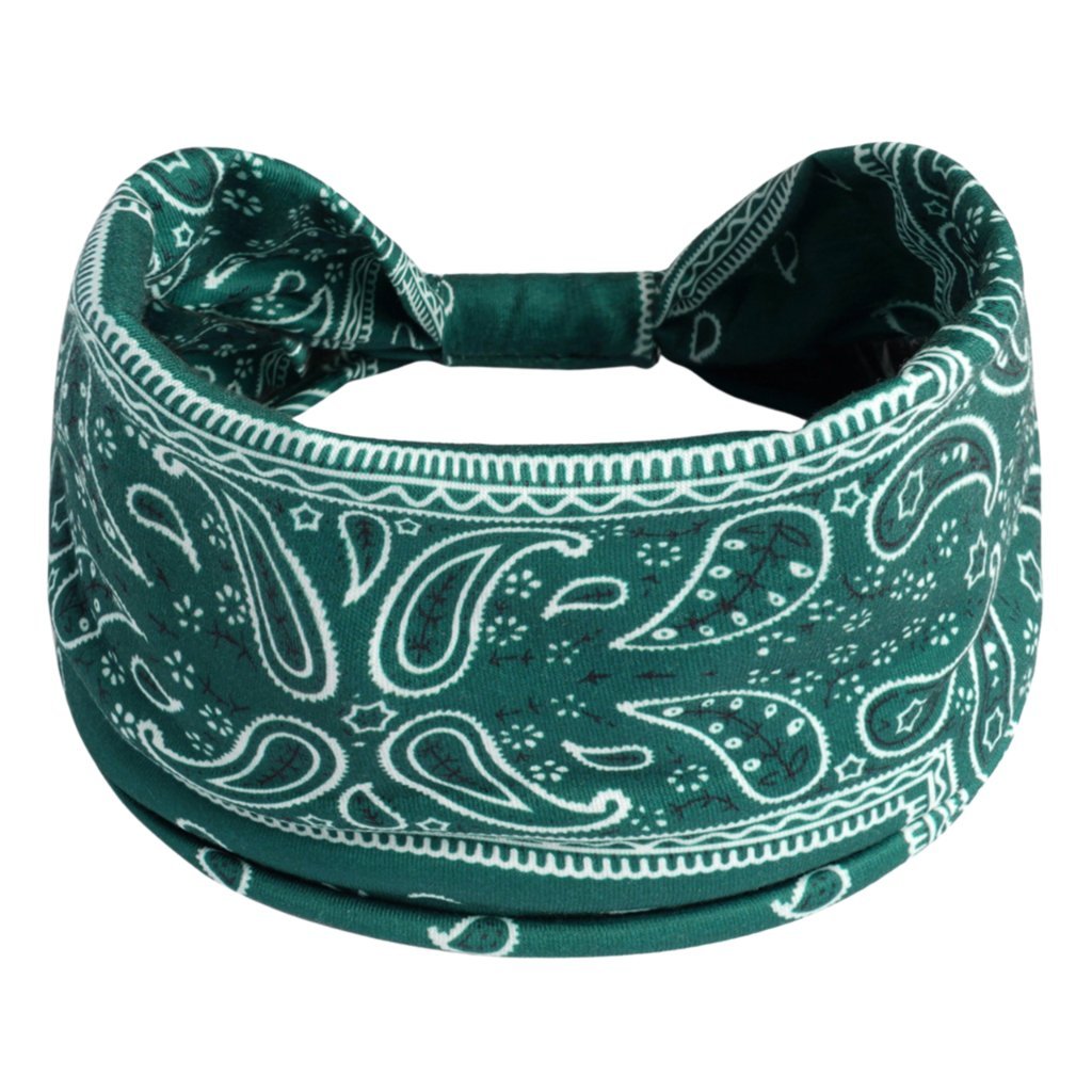 Opaska na Głowę Zielona do Włosów Turban Elastyczna Paisley Lekka i Wygodna