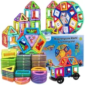 Klocki - Klocki Magnetyczne 120 elementów 3D Duże Konstrukcyjne - Magnetic Tiles Koło młyńskie, pojazdy Zestaw XXL - miniaturka - grafika 1