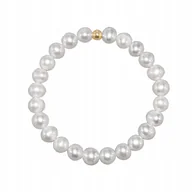 Bransoletki - Bransoletka Prawdziwe Perły ze Złotą Kulką gumka dł. 19cm - miniaturka - grafika 1