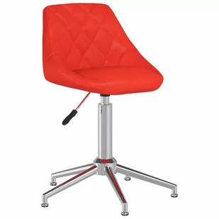 vidaXL Obrotowe krzesło stołowe czerwone obite sztuczną skórą 3088876 - Krzesła - miniaturka - grafika 1