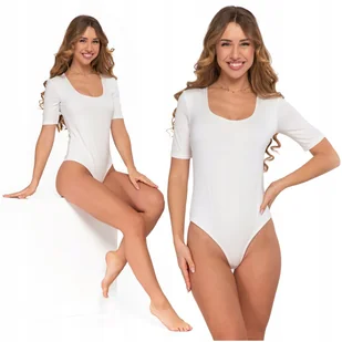 Eleganckie BODY DAMSKIE z Głębokim Dekoltem Gładkie Krótki Rękaw MORAJ L - Odzież ciążowa - miniaturka - grafika 1