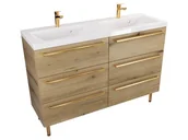 Szafki łazienkowe - Szafka Stojąca Z Umywalką ATHD 120 cm DUO - Dąb Evoke Coast Mat - Uchwyty Złote Polerowane - miniaturka - grafika 1