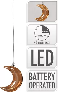 Księżyc dekoracja bombka wisząca ze szkła w kolorze bursztynu 10 LED ciepłe białe 17 cm - Oświetlenie świąteczne - miniaturka - grafika 1