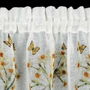 Firana 60 x 150 Dekoracyjna Gotowa Flora Biały+Żół - Firany - miniaturka - grafika 3