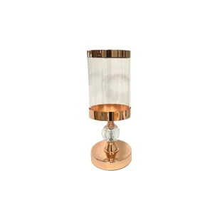 Świecznik elegancki szklany złoty lampion klosz - Świeczniki - miniaturka - grafika 1