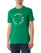 Koszulki męskie - BOSS T-shirt męski Tee 4 z bawełny stretch z okrągłymi nadrukami logo, Open Green342., XS - miniaturka - grafika 1
