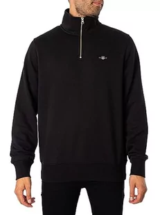 GANT Męska bluza REG Shield Half Zip Sweat, czarna, standardowa, czarny - Bluzy męskie - miniaturka - grafika 1