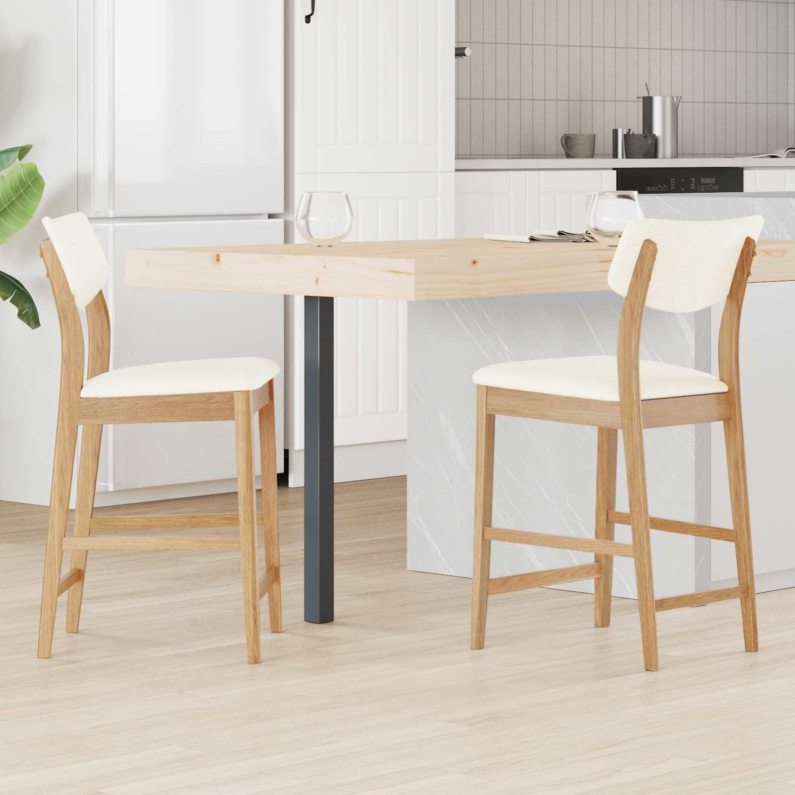 vidaXL Krzesła jadalne 2 pcs 48 x 49 x 95 cm Drewno Gumowe