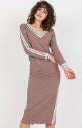 Sukienki - Bawełniane sukienki midi brązowa FA-SK-8297.18P, Kolor brązowy, Rozmiar L/XL, Merribel - Primodo.com - miniaturka - grafika 1