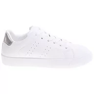 Trampki damskie - Buty Trampki Damskie Wygodne Sportowe Modne Stylowe Białe Lekkie Skórzane Srebne Pari 38 - miniaturka - grafika 1