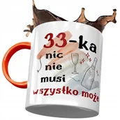 Kubki - Kubek Pomarańczowy na Urodziny 33 33cie 33-cie z Nadrukiem ze Zdjęciem + Opakowanie na prezent (wzór 02) - miniaturka - grafika 1