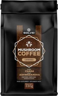 Kawa mielona arabika z ekstraktem z owocników błyskoporka podkorowego i korzenia witanii ospałej - Chaga + Ashwagandha - Solve Labs (Mushroom Coffee U - Kawa - miniaturka - grafika 1