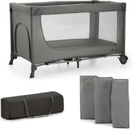 Łóżeczka i kojce - ŁÓŻECZKO TURYSTYCZNE 2W1 SKŁADANE Z WEJŚCIEM BOCZNYM I TORBĄ SZARE - miniaturka - grafika 1