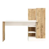 Biurka - HowHomely Biurko z szafką LAURA kolory sosna biały - miniaturka - grafika 1