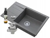 Zlewozmywaki - Granitan Zlew Granitowy Szary Ociekacz Syfon Chrom Louis - miniaturka - grafika 1