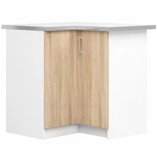 Szafka kuchenna narożna AKORD S90 z blatem system LIMA Biała 84 cm - 2 drzwi, fronty kolor Dąb Sonoma, mat, 2 półki - 84x44,5x85,5 cm - Szafki kuchenne - miniaturka - grafika 1