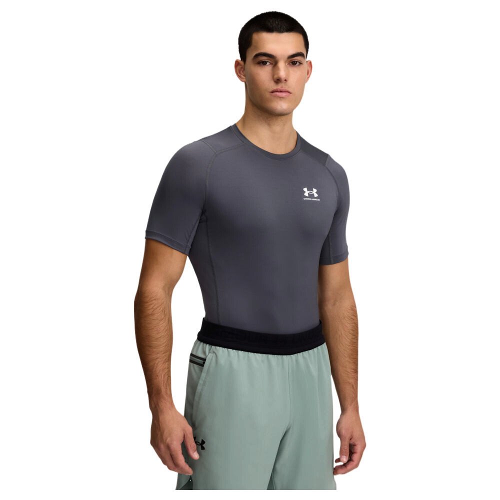 Koszulka męska Under Armour HG Armour Comp SS Castlerock/White L