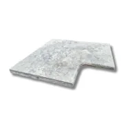 Inne materiały budowlane - Trawertyn 3 cm Kamień brzegowy Silver Greige Ash | Obrzeża do basenu Bullnose narożnik - miniaturka - grafika 1