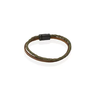 Bransoletka skórzana oliwkowo-brązowa EM 6 - EM Men's Accessories - Bransolety męskie - miniaturka - grafika 1