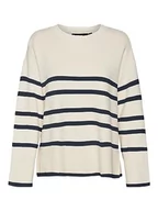 Swetry damskie - VERO MODA Vmsaba Ls O-Neck Stripe Ga Noos sweter damski, brzoskwinia/paski: granatowy blezer, XXL - miniaturka - grafika 1