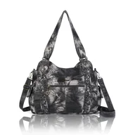 Torebki damskie - Angel Barcelo Pojemne modne torebki damskie hobo, torebka, tornister, torby na ramię, torba tote z efektem sprania, skórzana torba, Czarny/Szary, Large - miniaturka - grafika 1