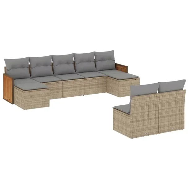 Zestaw Wypoczynkowy Rattan PE Beżowy 55x62x69 cm, Stal, Drewno Akacjowe