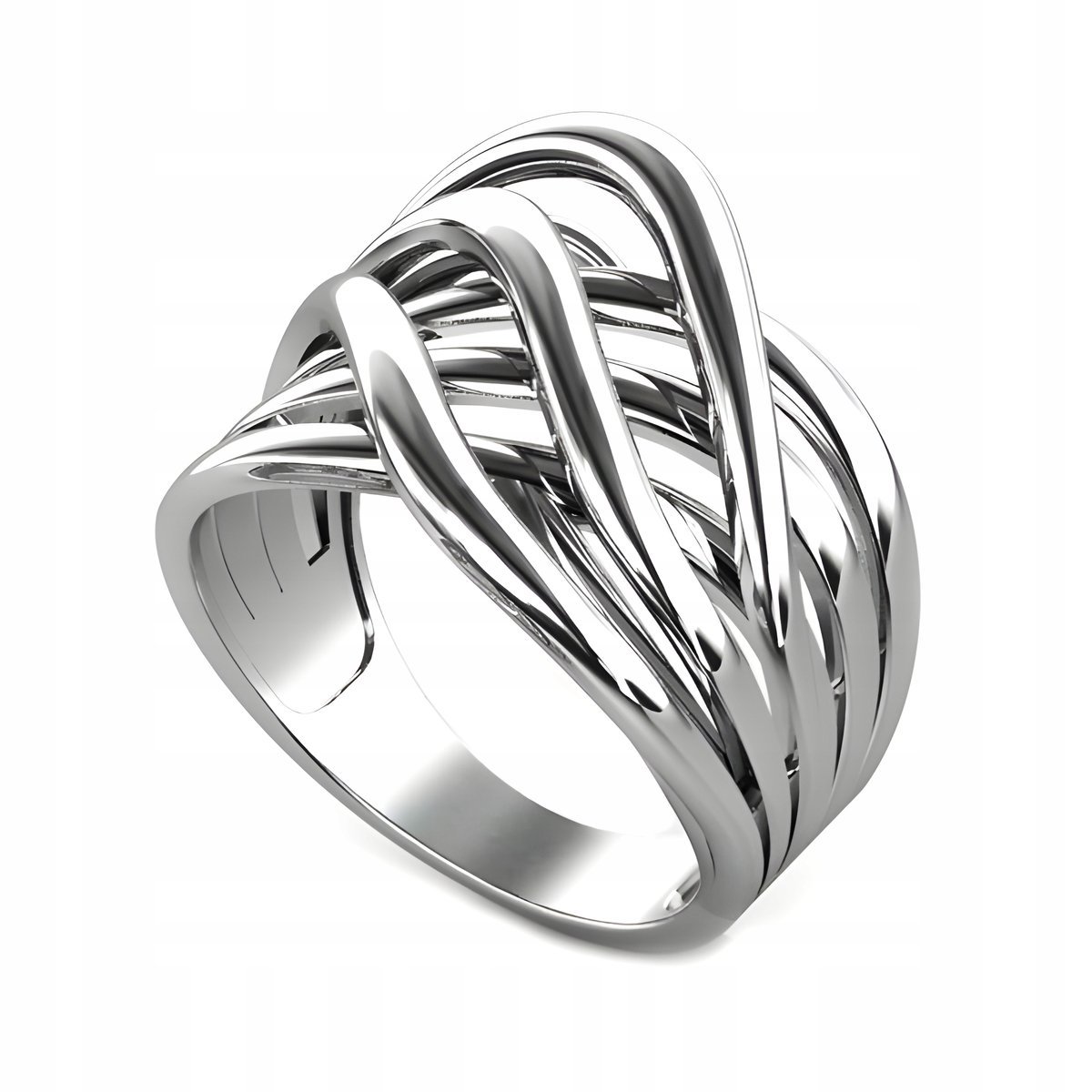 Srebrny Pierścionek 925 Elegancki Damski Ażurowy Splot Przestrzenny r. 20