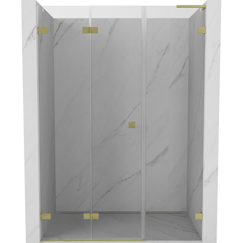 Mexen Lunar-F L drzwi prysznicowe składane lewe 150 cm, transparent, złote szczotkowane - 836SL-150-050-55-00-L