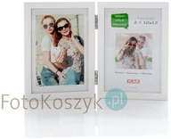 Ramki na zdjęcia - Ramka podwójna, Pinia biała (na 2 zdjęcia 10x15cm) - miniaturka - grafika 1