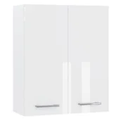 Szafki łazienkowe - Szafka łazienkowa wisząca biała połysk z półkami do łazienki ścienna 50 cm - miniaturka - grafika 1