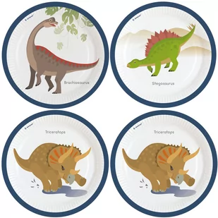 Dino party - Talerzyki papierowe 23cm 8 sztuk - Dekoracje i nakrycia stołu na imprezę - miniaturka - grafika 1