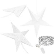 Oświetlenie świąteczne - Gwiazda papierowa świąteczna biała i lampki choinkowe 10 led zimny biały - miniaturka - grafika 1