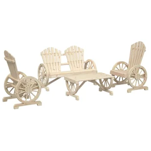 4-częściowy zestaw mebli ogrodowych, lite drewno jodłowe - Meble ogrodowe - miniaturka - grafika 3