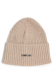 Calvin Klein Czapka damska z dodatkiem kaszmiru Kobiety beżowy jednolity, ONE SIZE - Czapki damskie - miniaturka - grafika 1