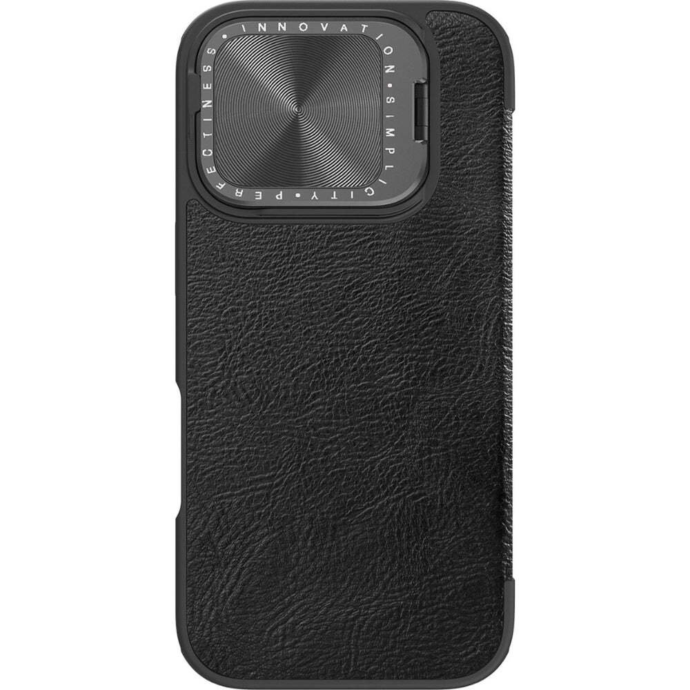 Etui na telefon komórkowy z klapką do iPhone 16 Pro, Nillkin Qin Prop, Classic Black